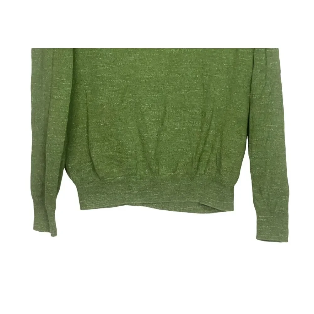 J. Crew Mens Breathable V Neck Long Sleeve Pullover Sweater Cotton L Green